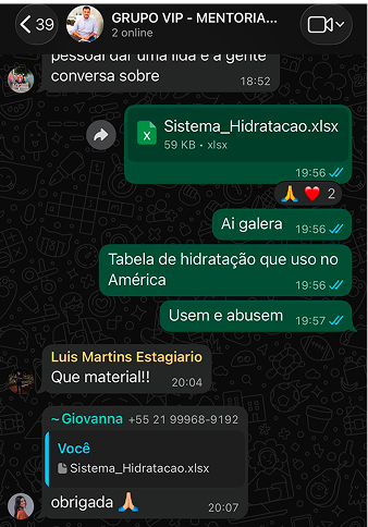 Depoimento de aluno no grupo VIP